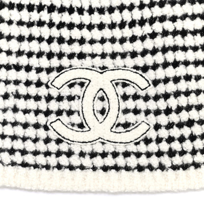 Chanel Cashmere Silk CC Scarf Black White 2 of 5