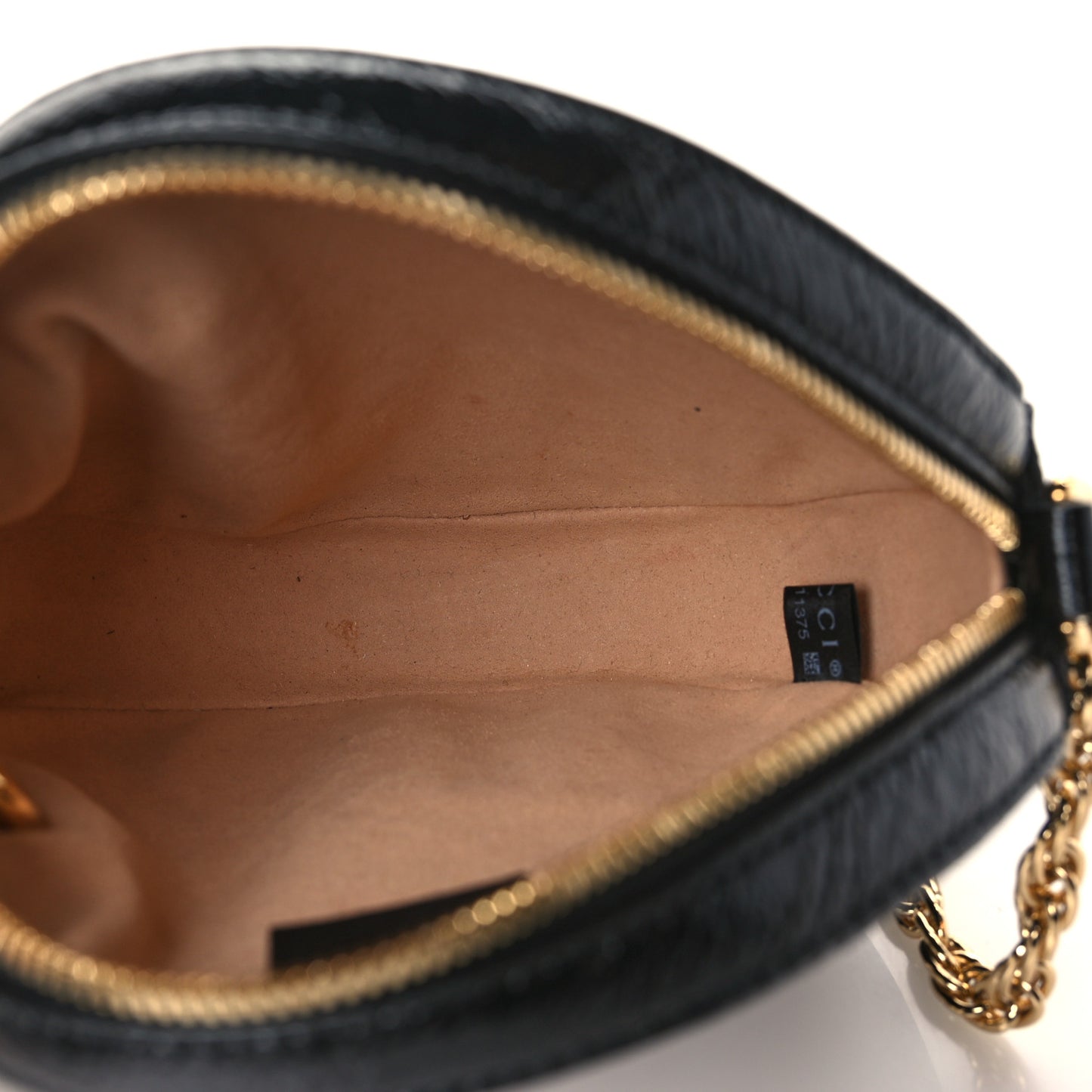 Suede Patent Web Mini Ophidia Round Shoulder Bag Black