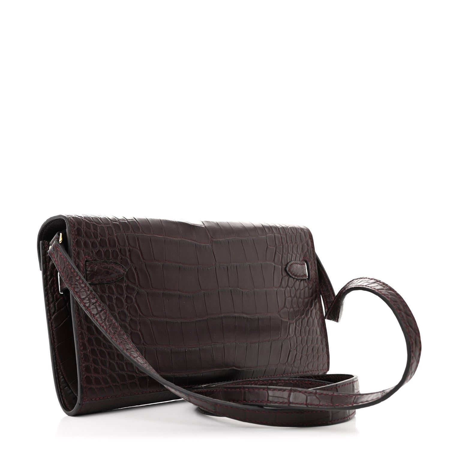 Hermes Matte Alligator Kelly Wallet To Go Bordeaux 3 of 14