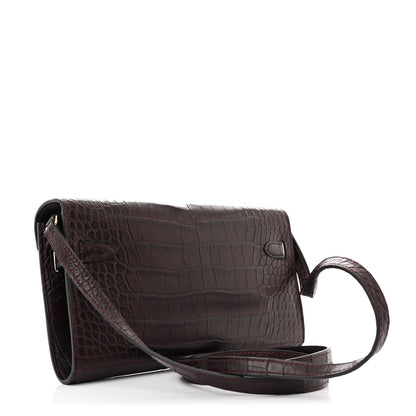 Hermes Matte Alligator Kelly Wallet To Go Bordeaux 3 of 14