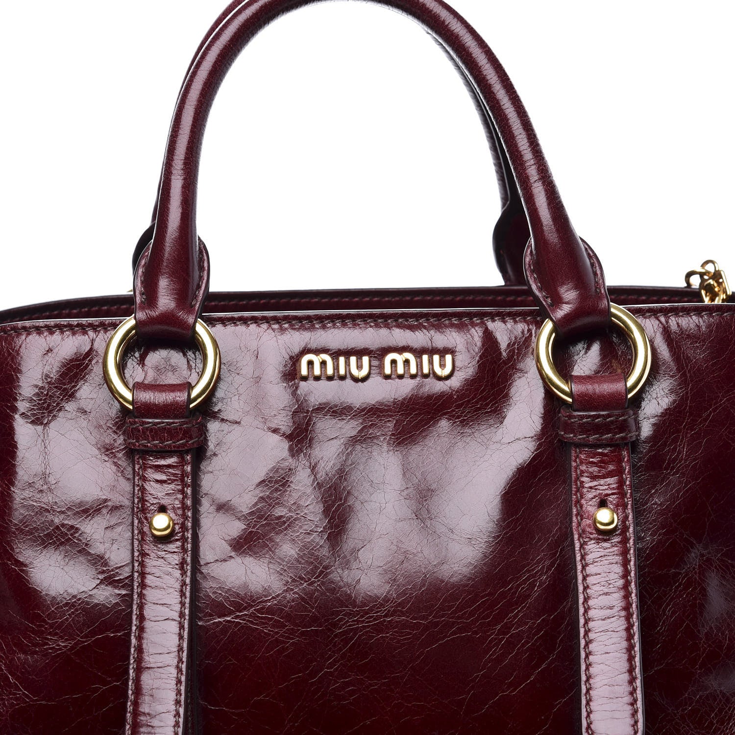 Miu Miu Vitello Shine Tote Amaranto 8 of 8
