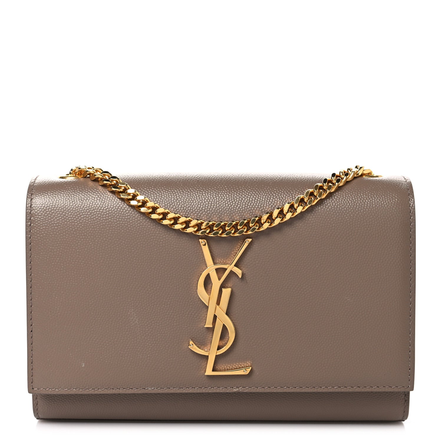 Saint Laurent Grain De Poudre Small Monogram Kate Satchel Taupe 1 of 10