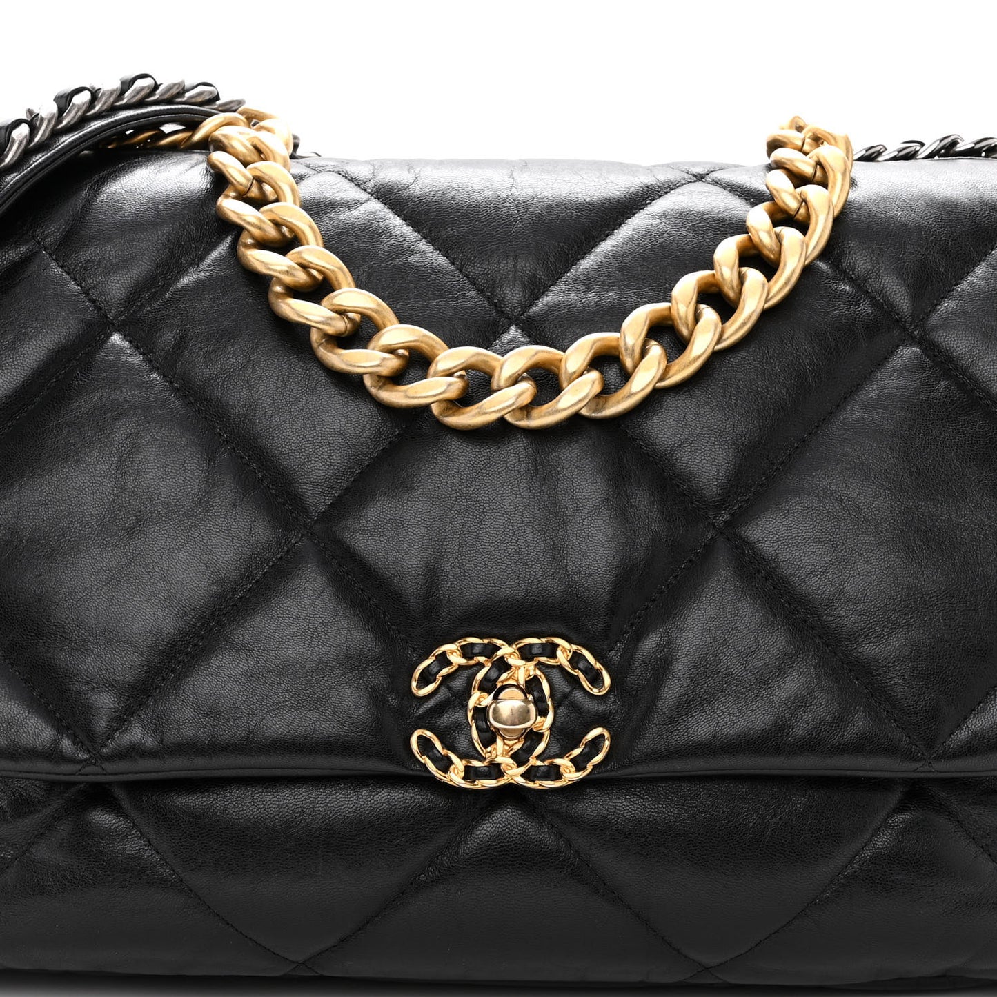 Goatskin Quilted Maxi Chanel 19 Flap Black