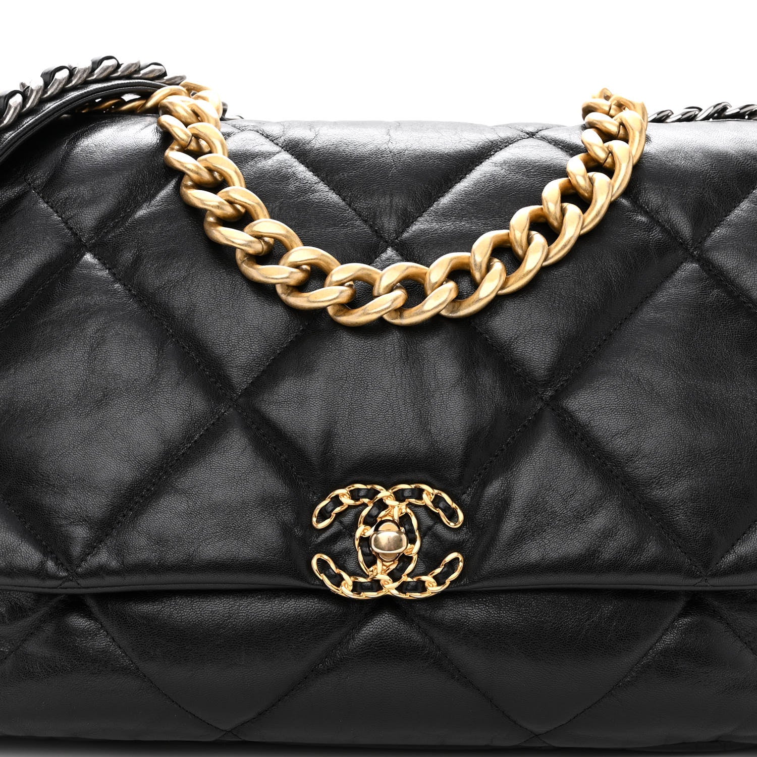 Chanel Goatskin Quilted Maxi Chanel 19 Flap Black 8 of 10
