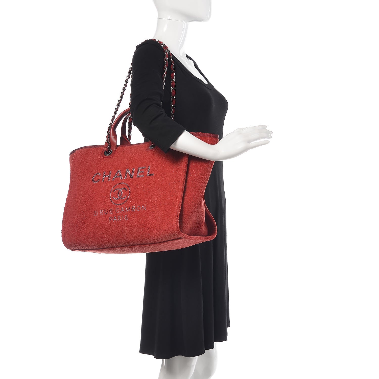 Chanel Lurex Boucle Medium Deauville Tote Red 2 of 7