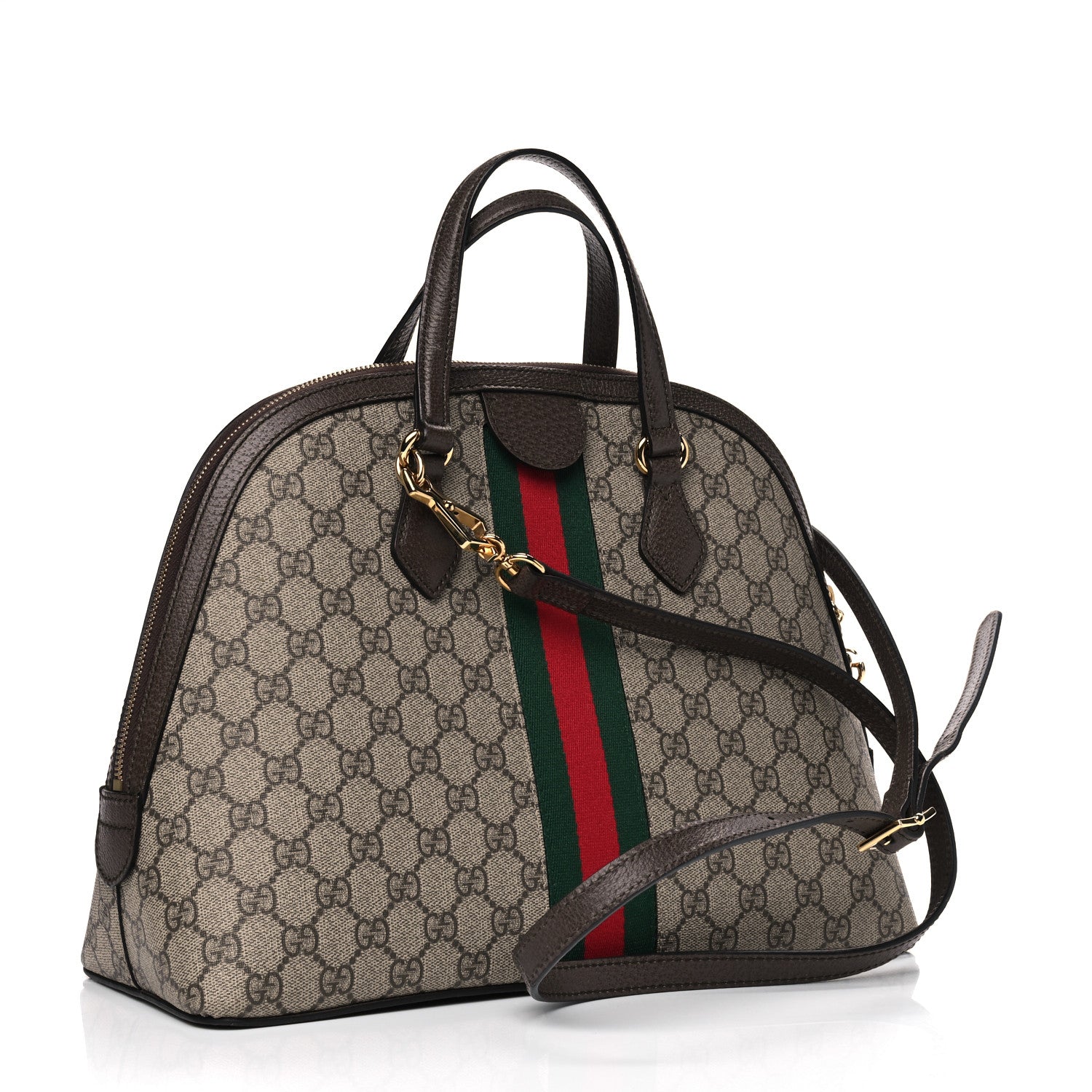 Gucci GG Supreme Monogram Web Medium Ophidia Top Handle Dome Bag Brown 2 of 8