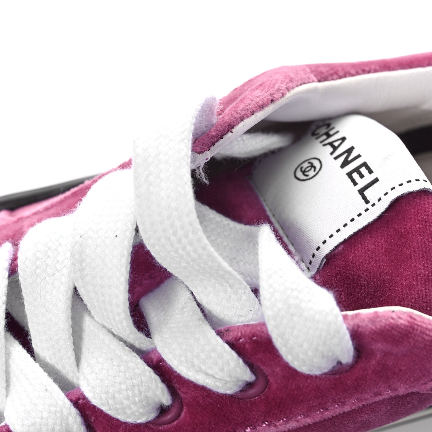 Chanel Calfskin Velvet Womens CC Sneakers 40.5 Black Pink 9 of 9