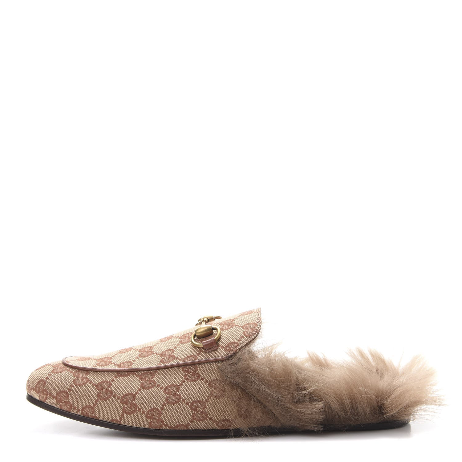 Gucci GG Monogram Fur Mens Princetown Slippers 8 Beige Ruggine Rust 1 of 8