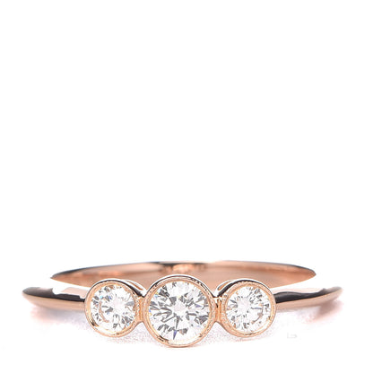 Tiffany 18K Rose Gold Diamond Three Stone Milgrain Ring 49 5 1 of 5