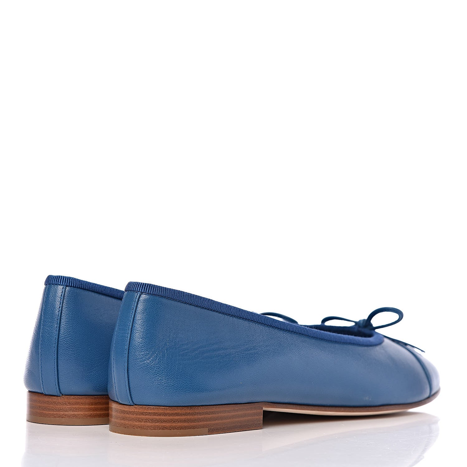 Chanel Goatskin Cap Toe CC Ballerina Flats 39 Blue 4 of 9