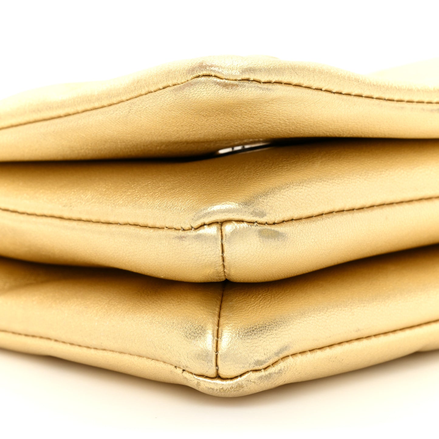 Metallic Lambskin Embossed Monogram Pochette Coussin Gold