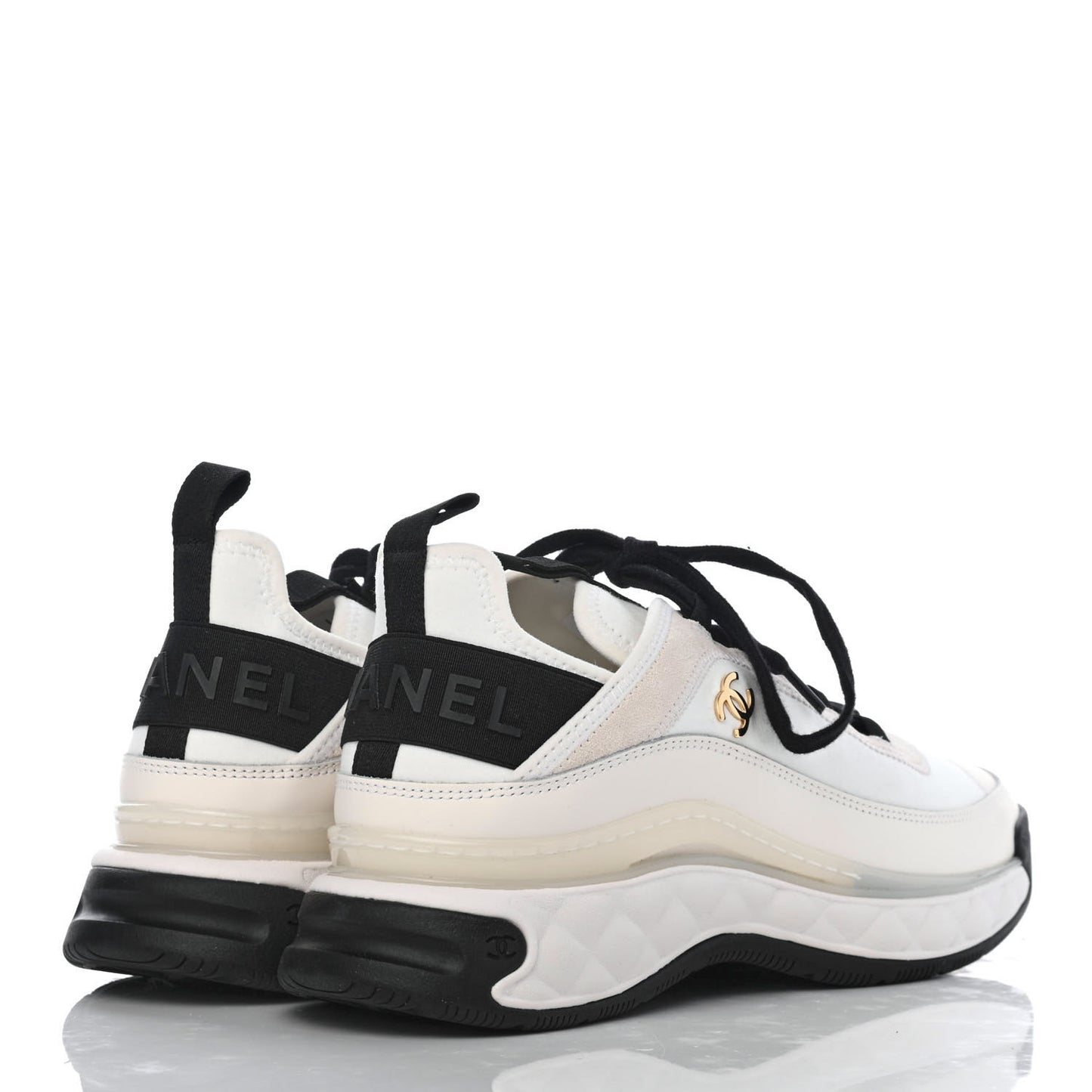 Velvet Calfskin Mixed Fibers CC Sneakers 38 Ivory Black
