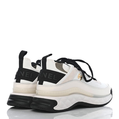 Chanel Velvet Calfskin Mixed Fibers CC Sneakers 38 Ivory Black 3 of 4