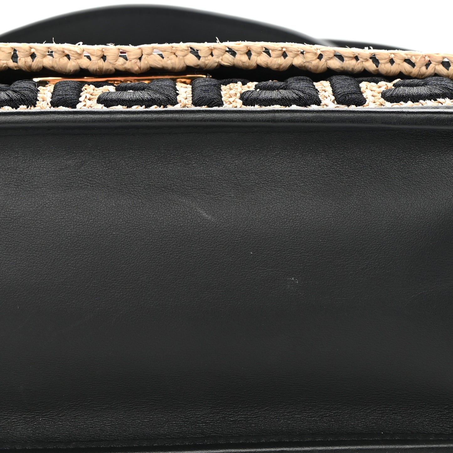 Vitello Century Raffia Snakeskin F is Fendi FF Woven Embroidered Kan I Shoulder Bag Black Natural