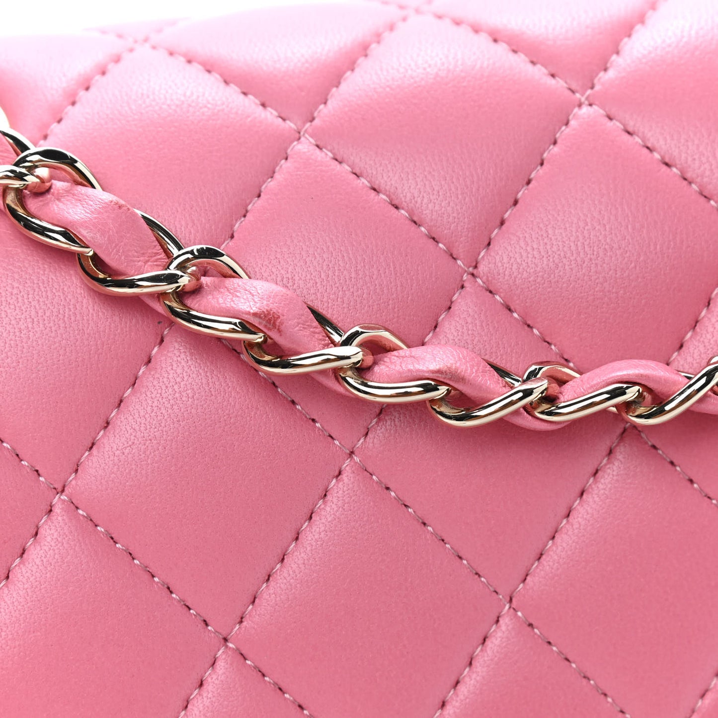 Lambskin Quilted Small Double Flap Pink