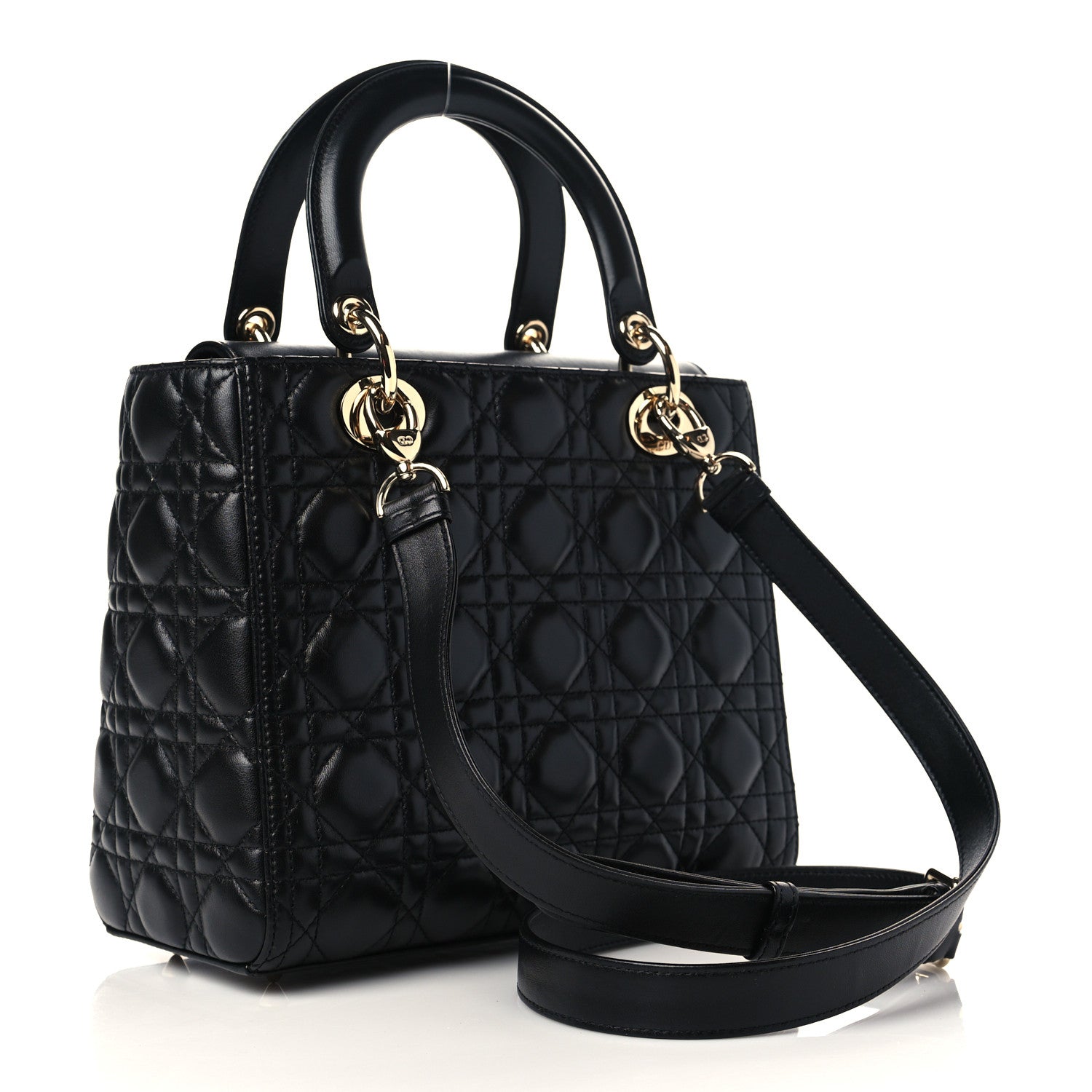 Christian Dior Lambskin Cannage Medium Lady Dior Black 3 of 6