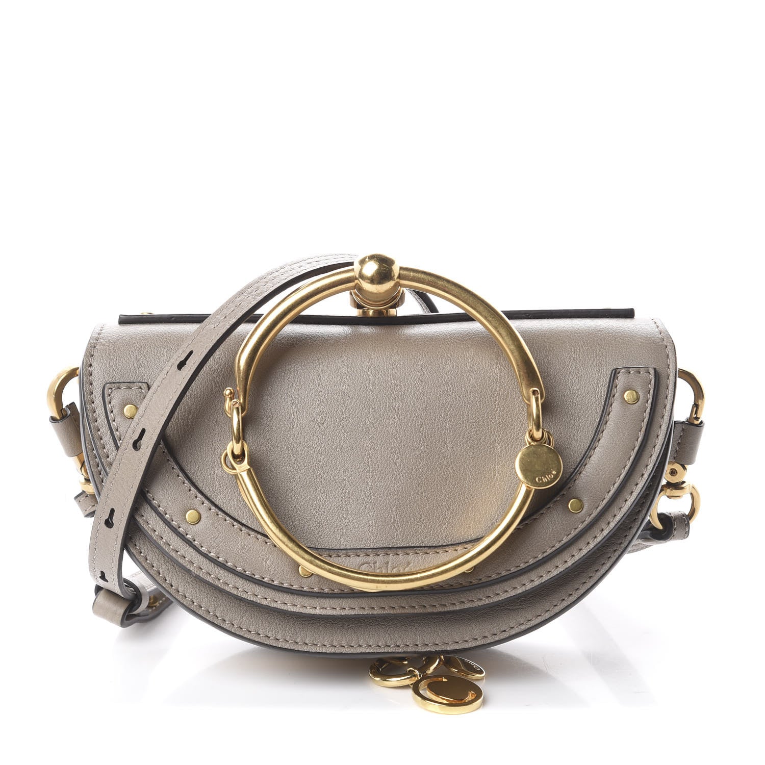 Chloe Calfskin Small Nile Bracelet Minaudiere Bag Motty Grey 1 of 8