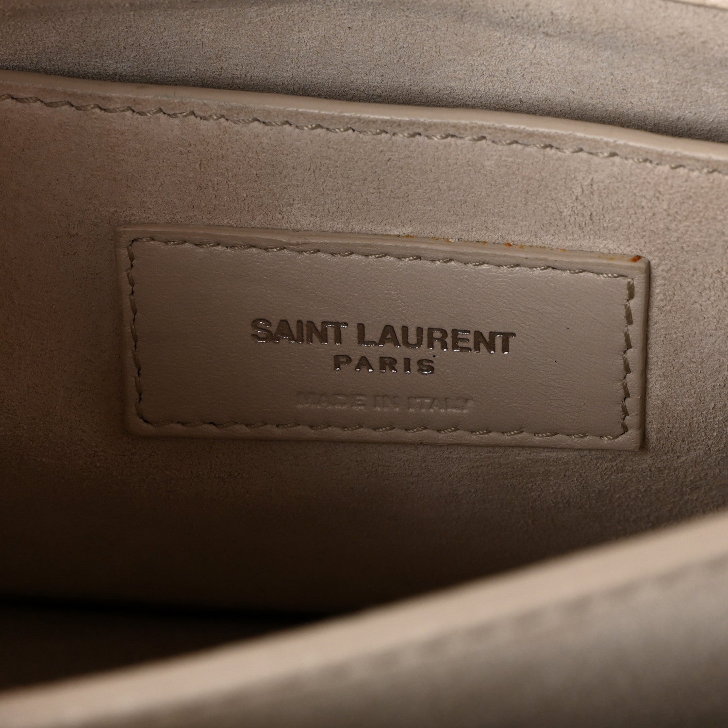 Saint Laurent Calfskin Crocodile Embossed Medium Monogram Sunset Blanc Vintage 6 of 9