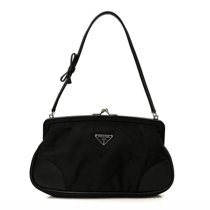 Prada Tessuto Nylon Kisslock Shoulder Bag Black Black 1 of 12