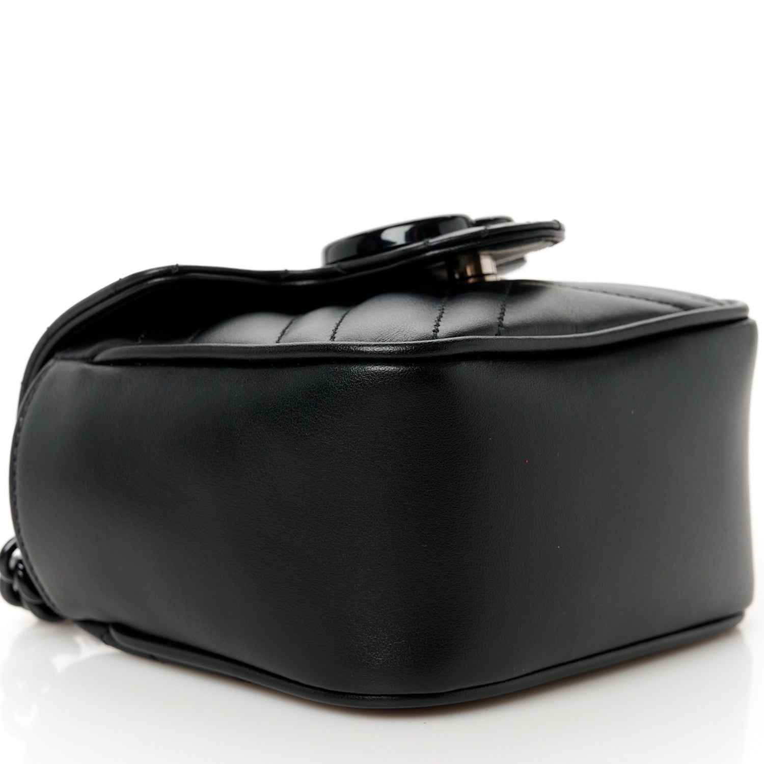 Gucci Calfskin Matelasse Monochrome GG Marmont Chain Mini Belt Bag Black 9 of 11