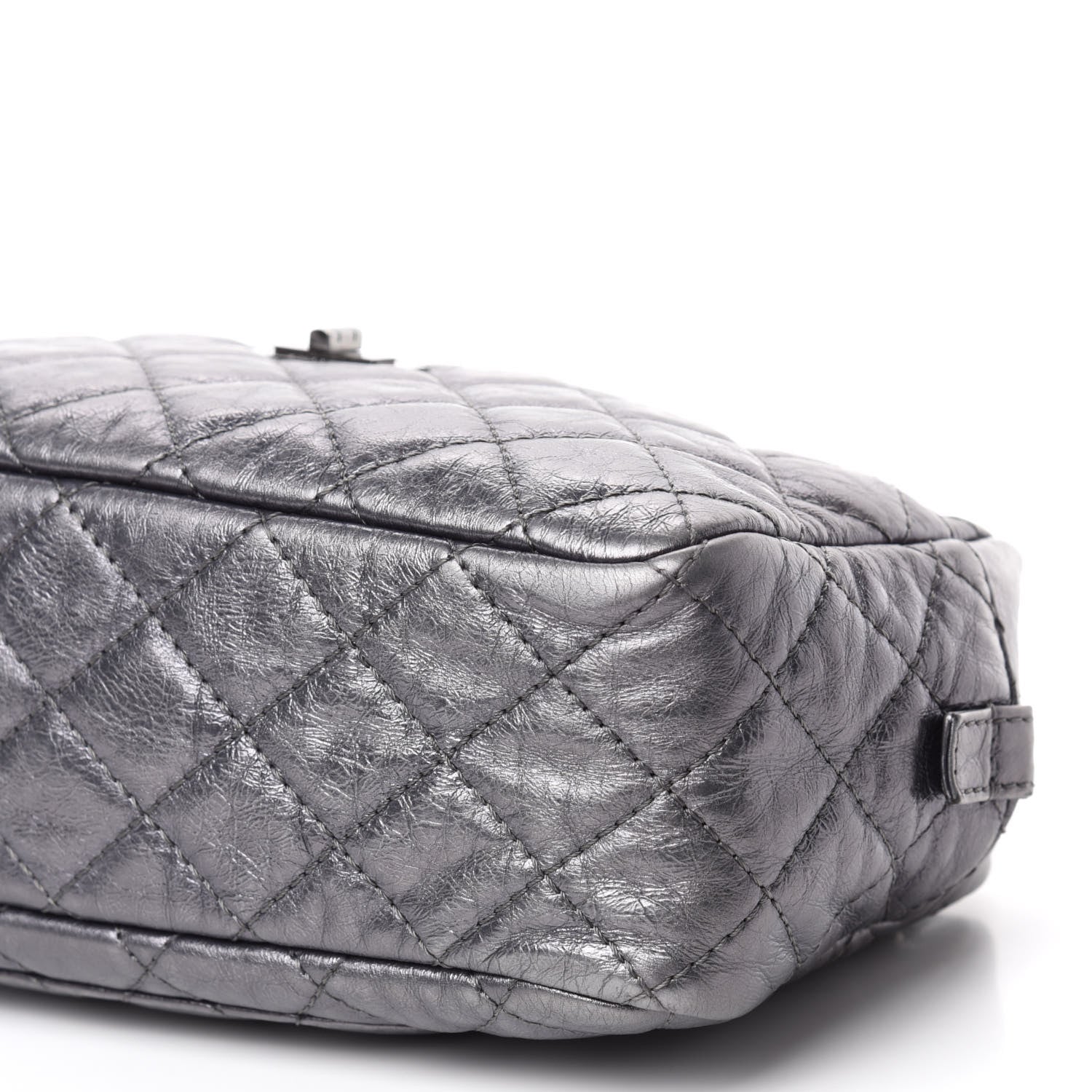 Chanel Metallic Aged Calfskin Quilted Medium Reissue Camera Case Dark Silver 7 of 11