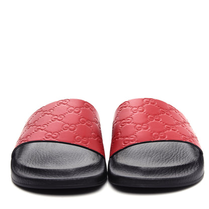 Gucci Guccissima Signature Womens Slide Sandals 41 Hibiscus Red 5 of 11