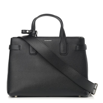 Burberry Grainy Calfskin Vintage Check Medium Banner Tote Black 1 of 16
