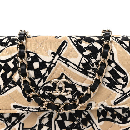 Chanel Canvas Check Flag Printed CC Clutch With Chain Beige Multicolor 8 of 10