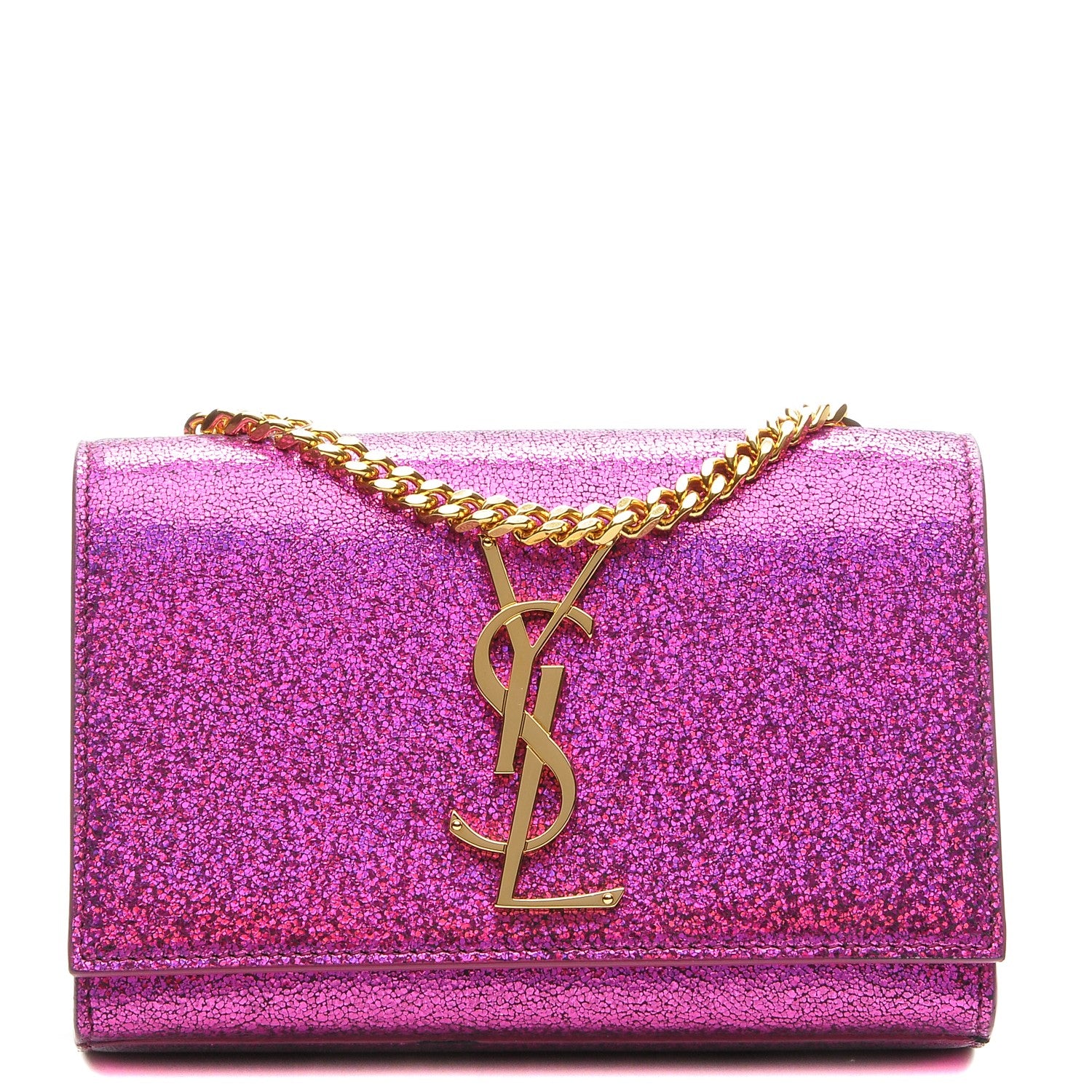 Saint Laurent Metallic Calfskin Small Classic Monogram Kate Satchel Fuchsia 1 of 6