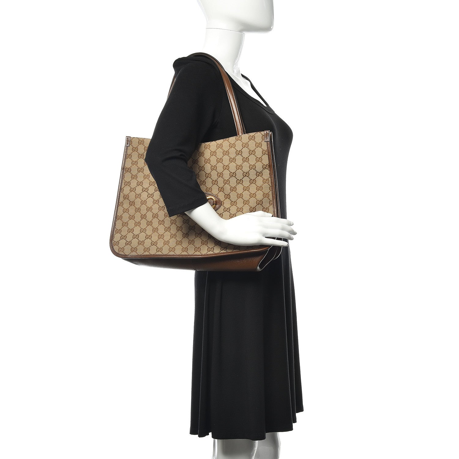 Gucci Monogram Horsebit 1955 Tote Bag Beige Brown Sugar 2 of 9