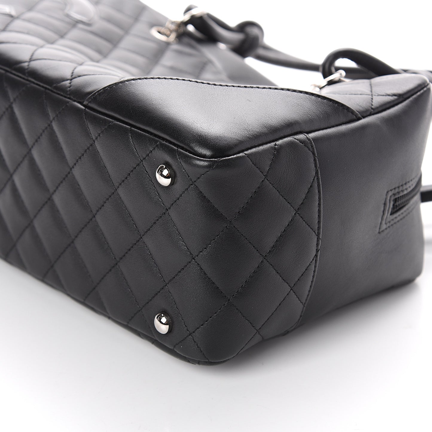 Calfskin Quilted Large Cambon Bowler Black