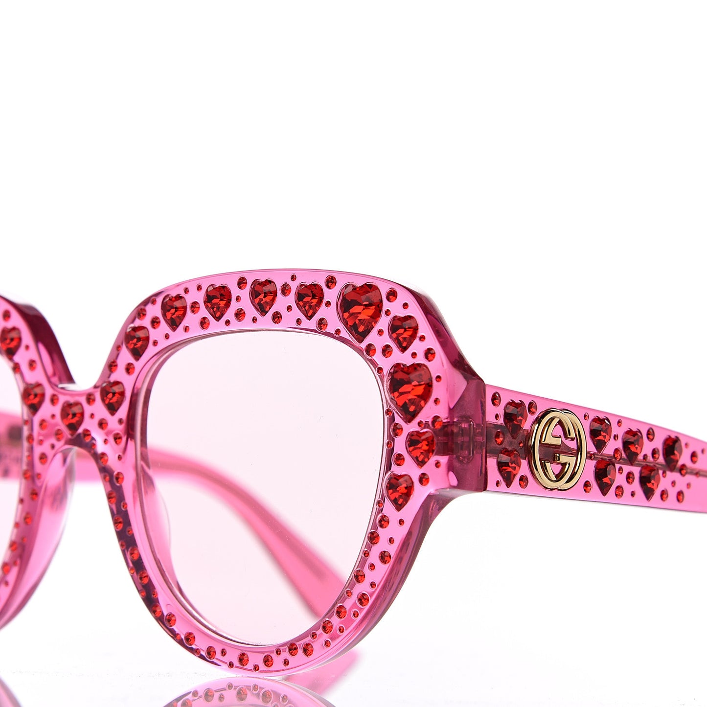 Crystal Heart Sunglasses GG0308S Red Pink