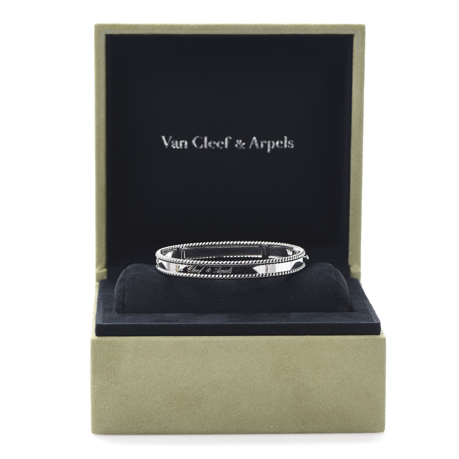 Van Cleef & Arpels 18K White Gold Perlee Signature Bangle Bracelet M 6 of 6