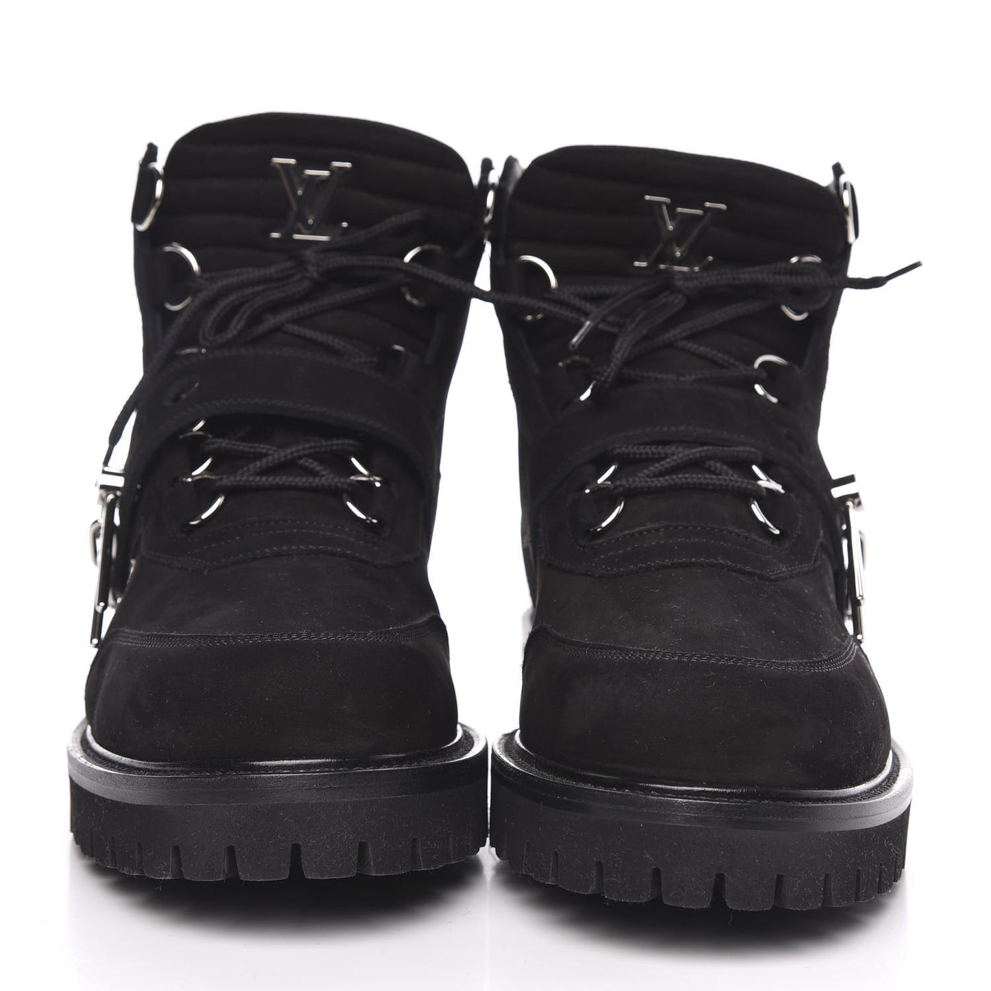 Suede Calfskin Monogram Eclipse Mens Creeper Ankle Boots 8.5 Black