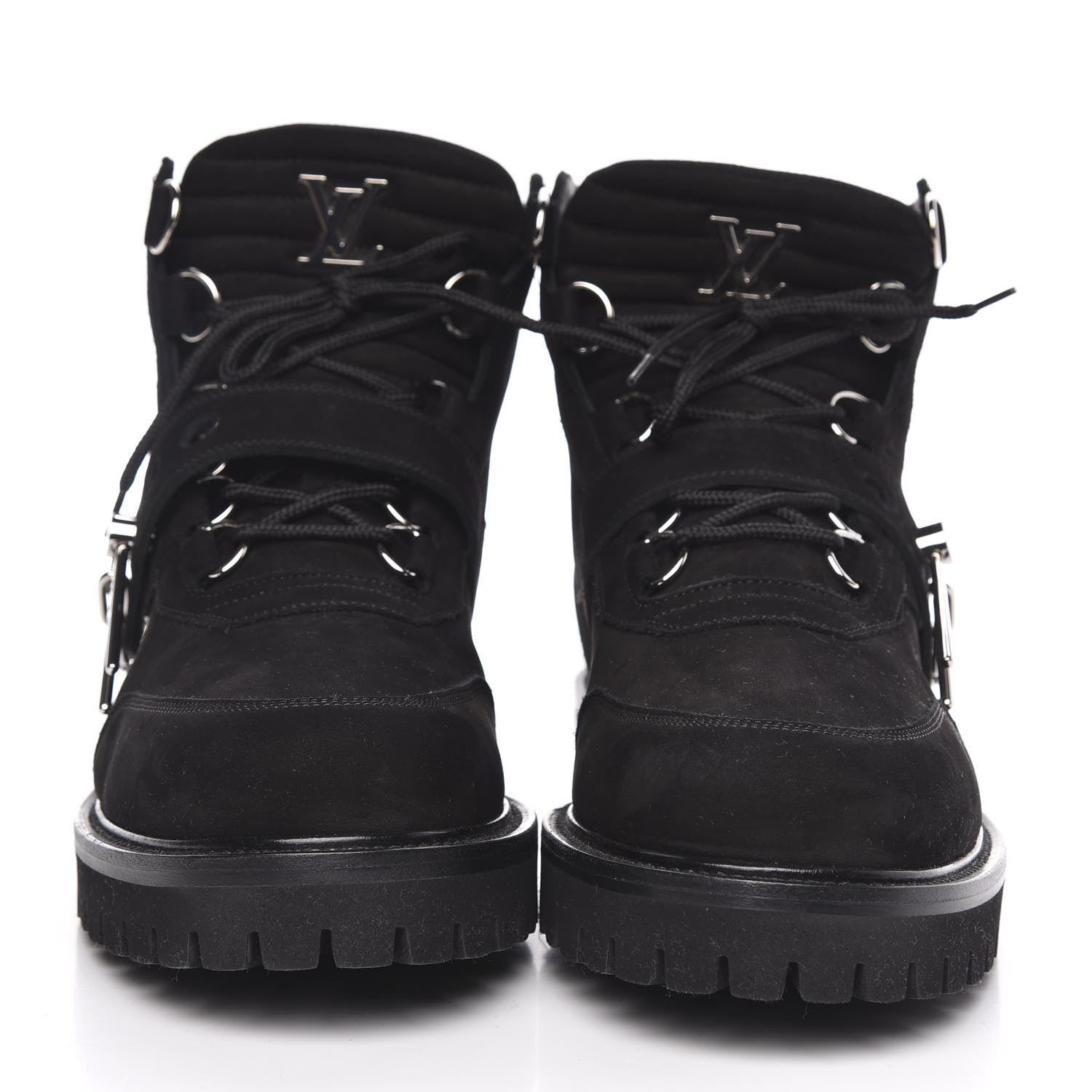 Louis Vuitton Suede Calfskin Monogram Eclipse Mens Creeper Ankle Boots 8.5 Black 2 of 7