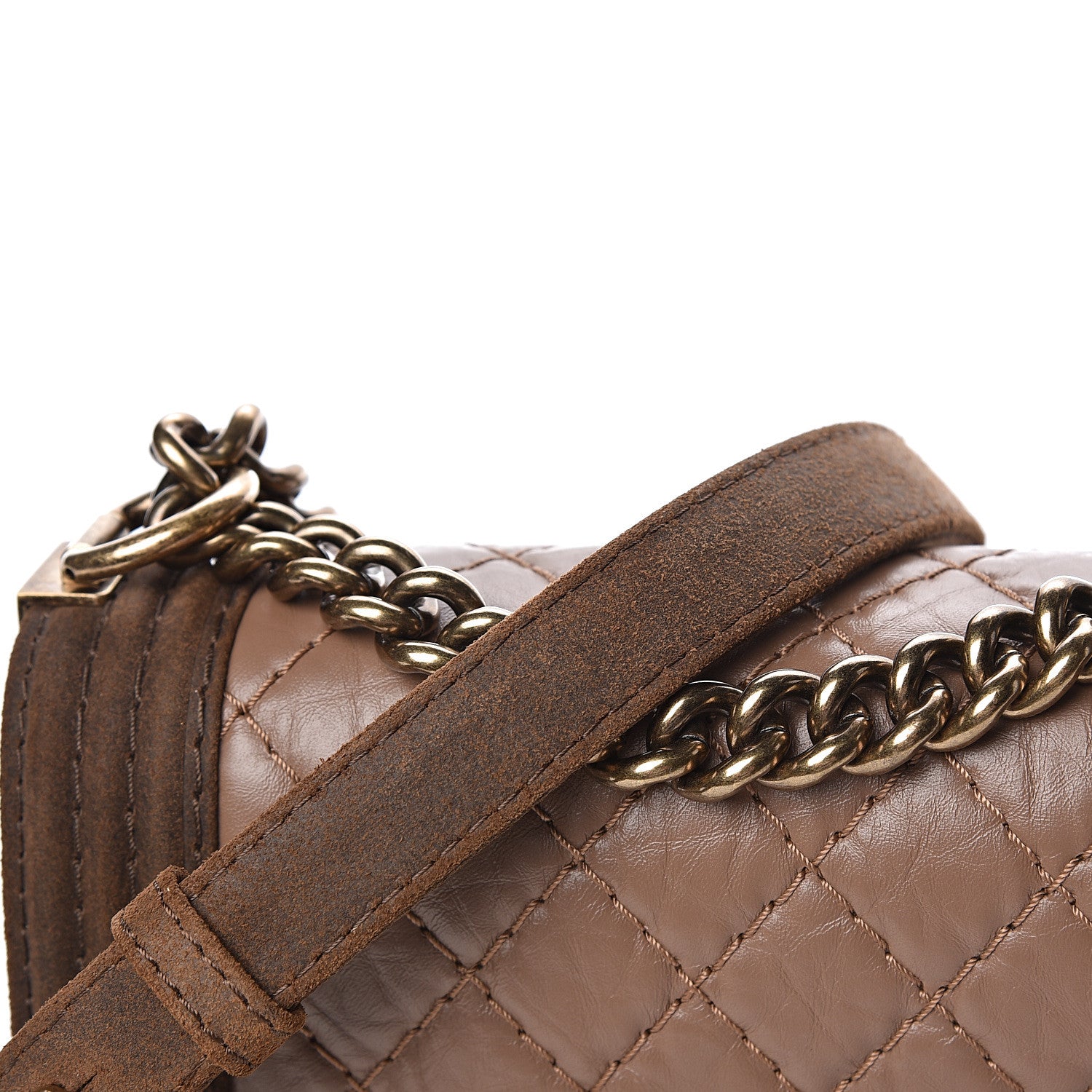 Chanel Aged Calfskin Nubuck Quilted Small Boy Flap Light Brown 12 of 14