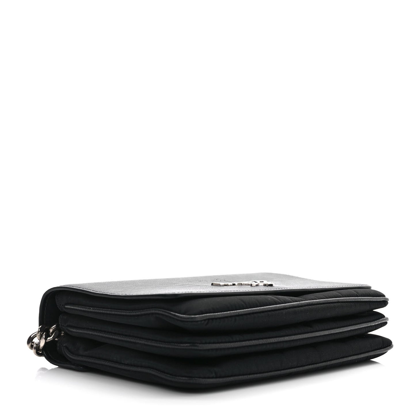 Saffiano Tessuto Nylon Chain Shoulder Bag Black