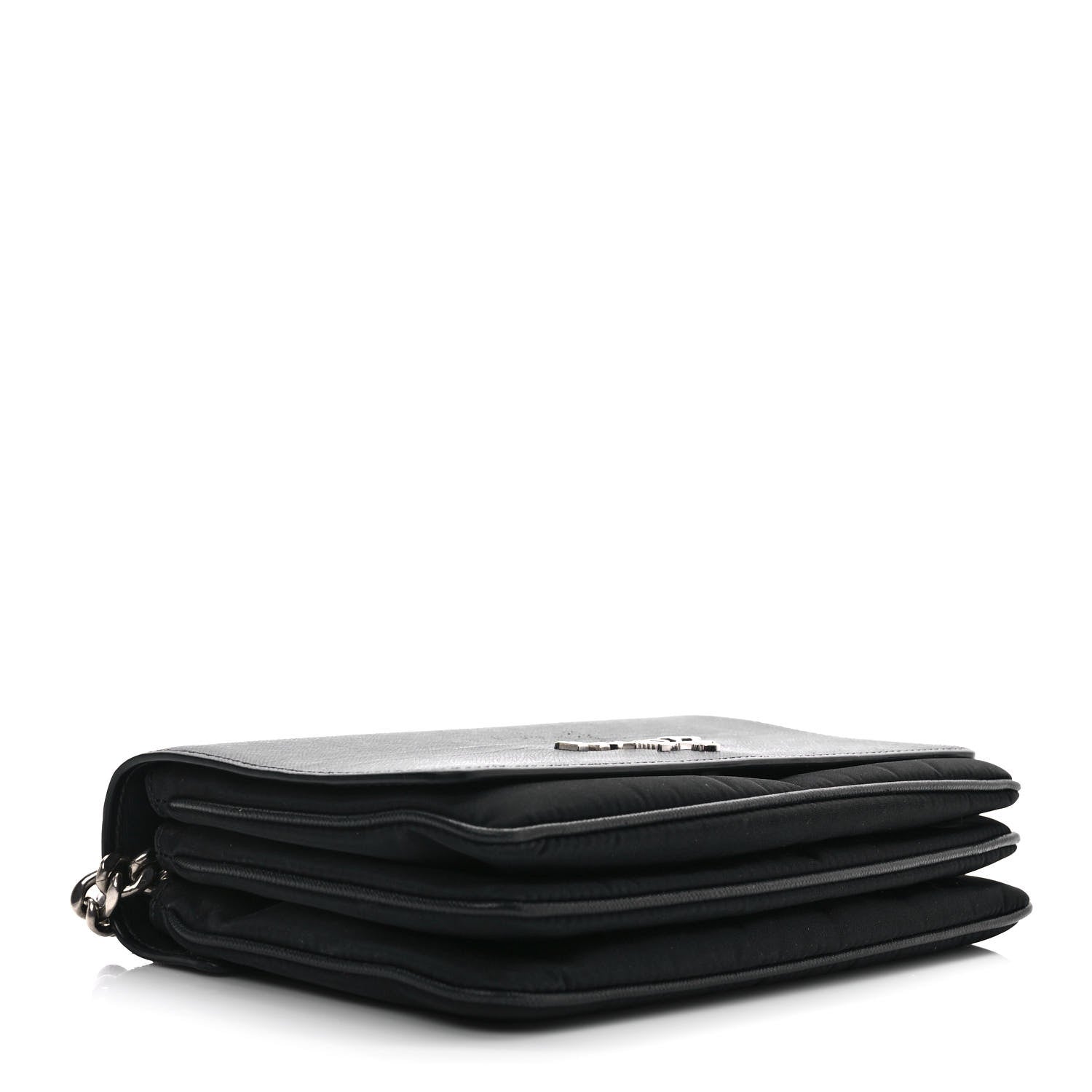 Prada Saffiano Tessuto Nylon Chain Shoulder Bag Black 4 of 9