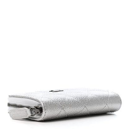 Chanel Metallic Caviar Quilted Zip Coin Purse Silver 4 of 8