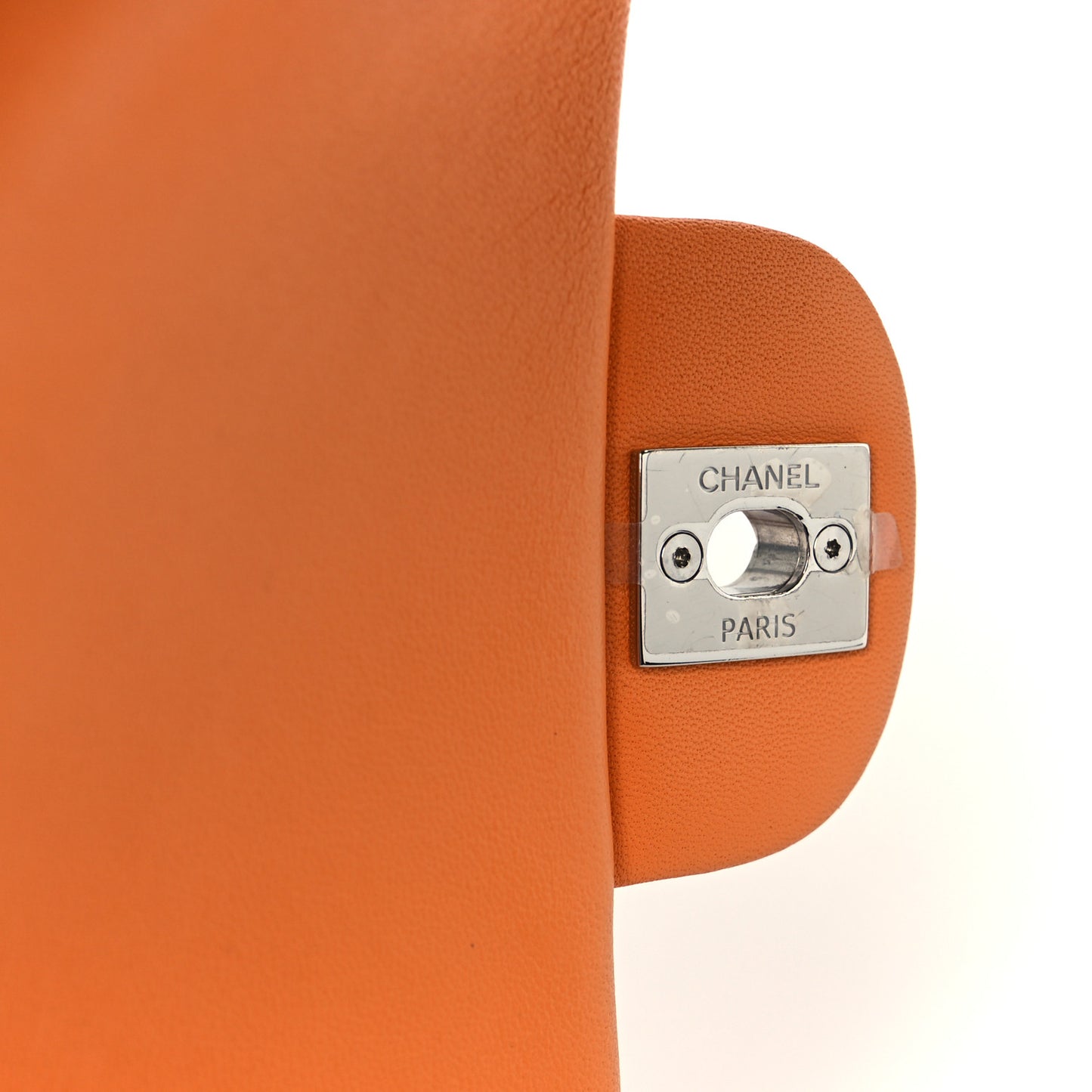 Lambskin Quilted Mini Rectangular Flap Orange