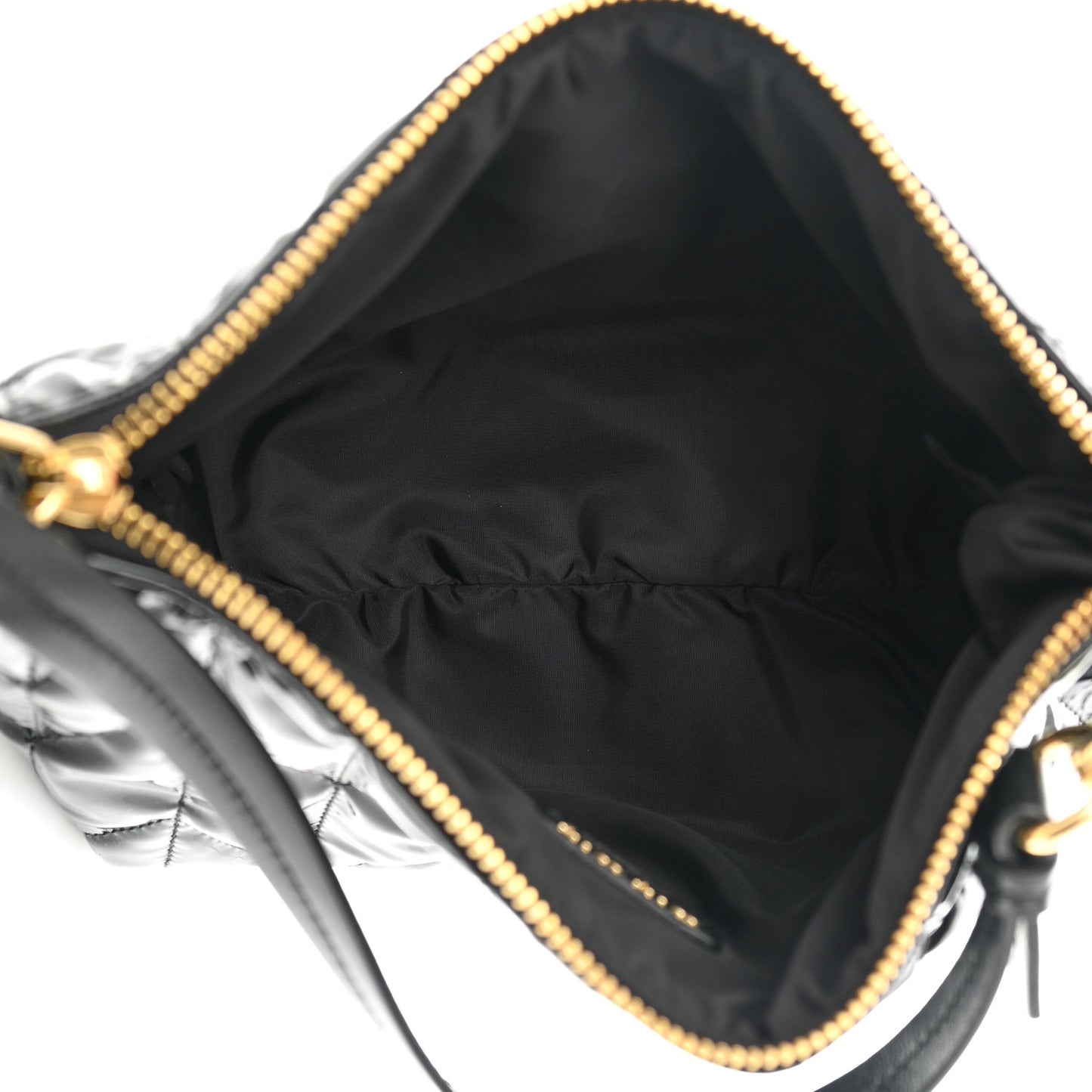 Iridescent Fabric Quilted Mini Spirit Ciré Bag Black