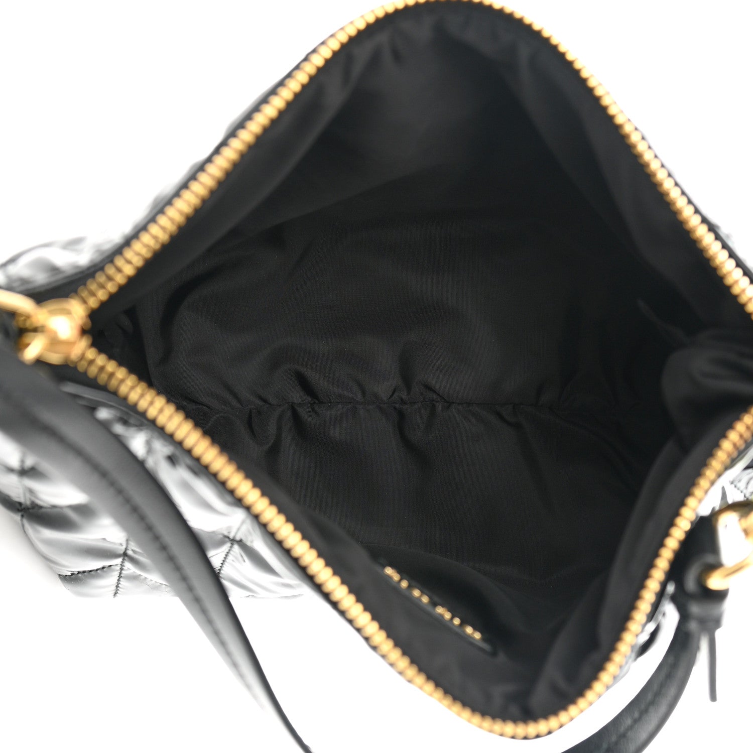Miu Miu Iridescent Fabric Quilted Mini Spirit Ciré Bag Black 5 of 12
