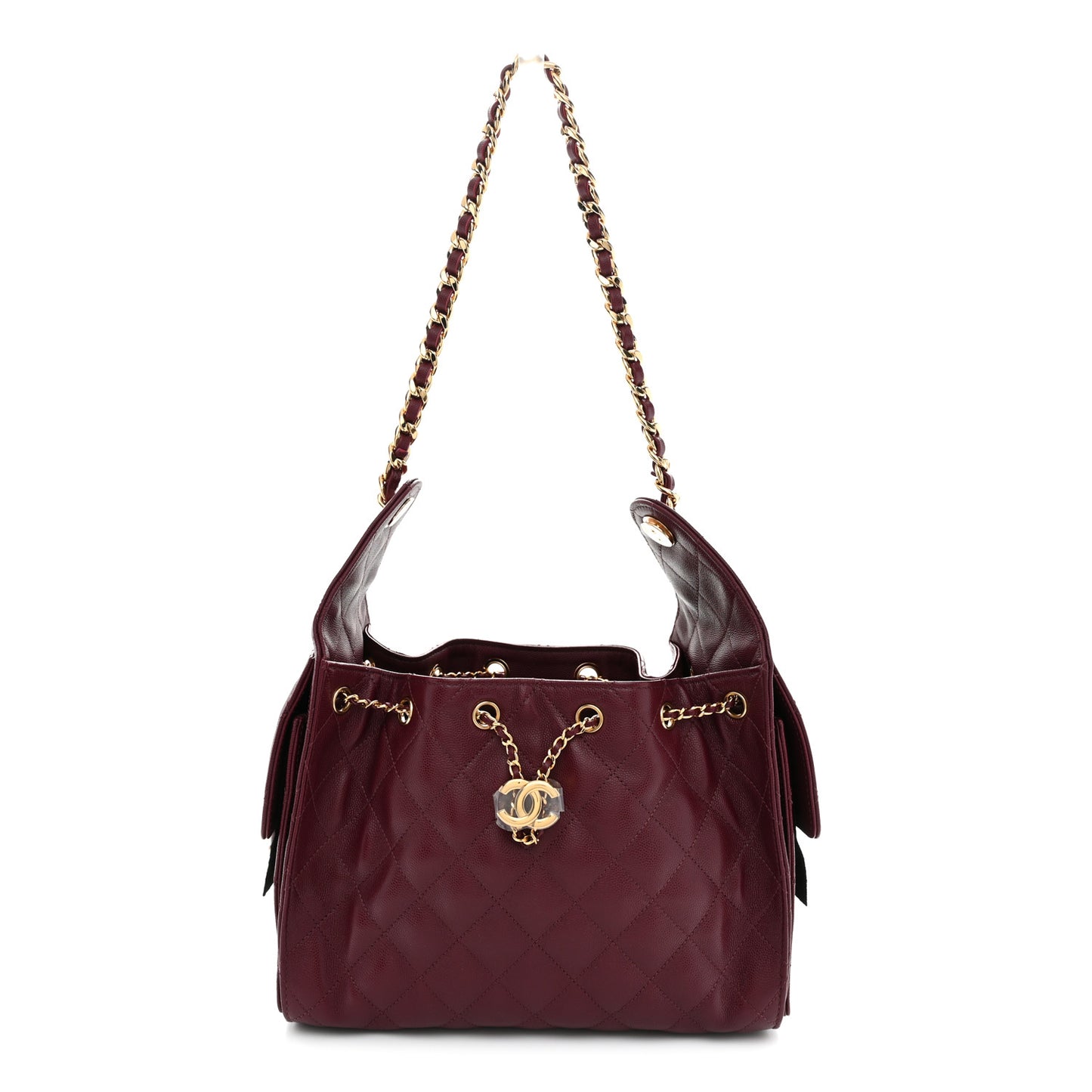 Caviar Quilted Small Chanel 25 Handbag Burgundy