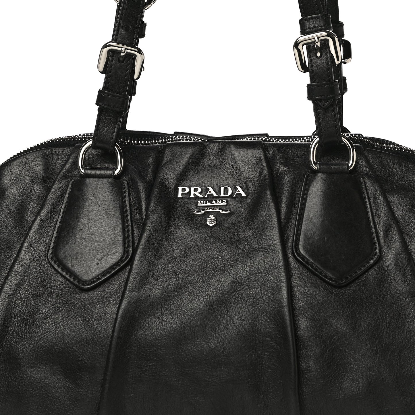 Soft Calf Pleated Tote Black