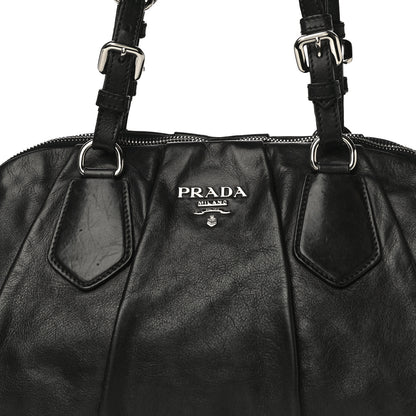 Prada Soft Calf Pleated Tote Black 8 of 21