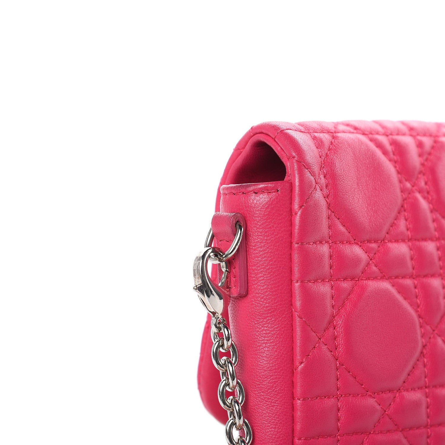 Christian Dior Lambskin Cannage New Lock Pouch Fuchsia 9 of 14