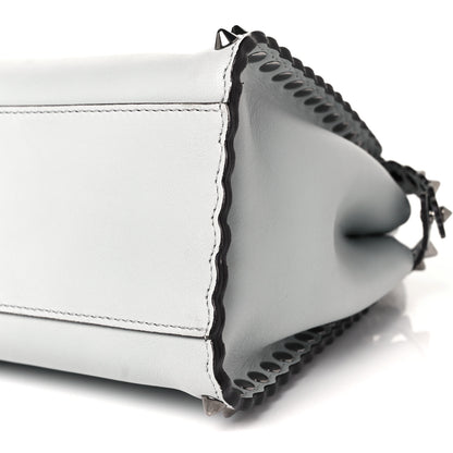 Fendi Vitello Seta Shiny Nappa Scalloped Studded Mini Peekaboo Iconic Satchel Grigio Perla 8 of 8