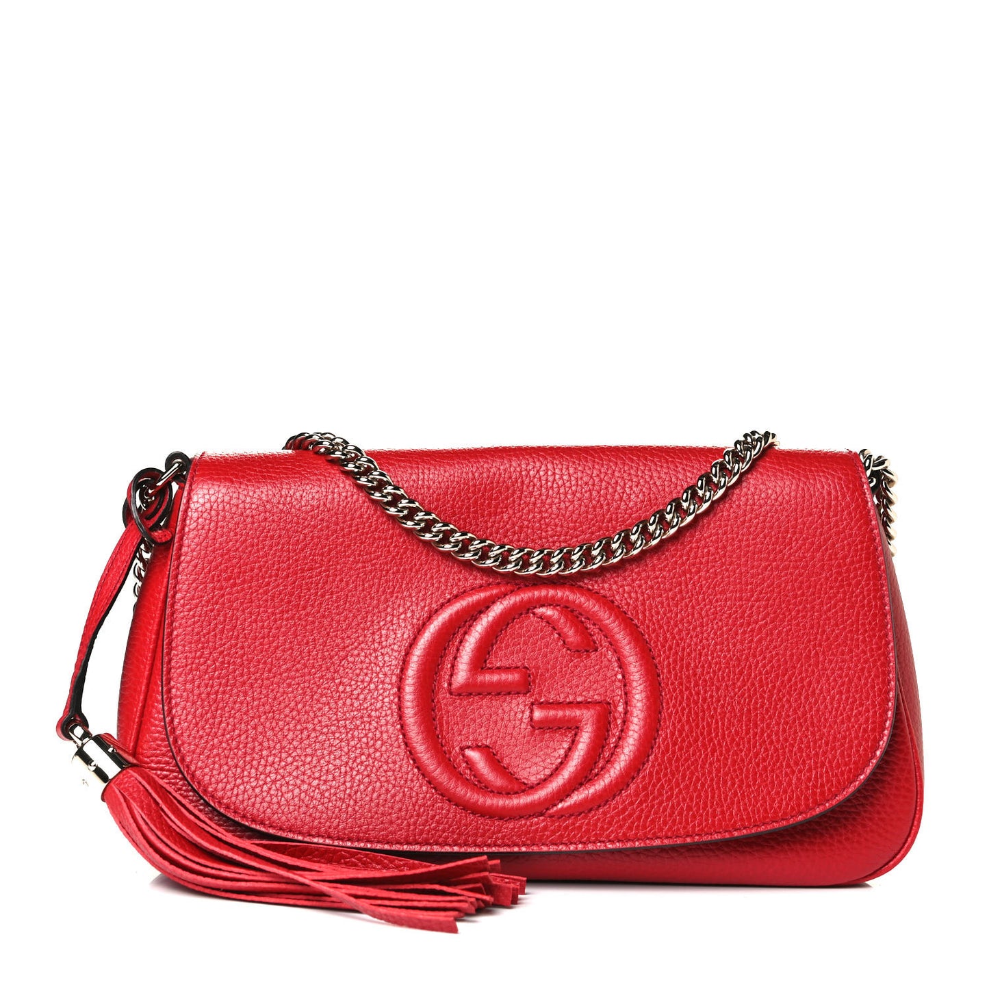 Pebbled Calfskin Medium Soho Flap Crossbody Vibrant Red