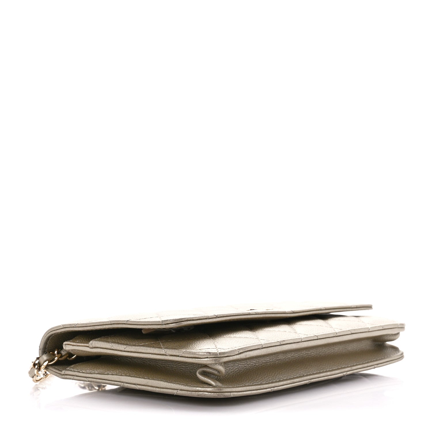 Chanel Pearly Caviar Quilted Wallet On Chain WOC Light Gold 4 of 13