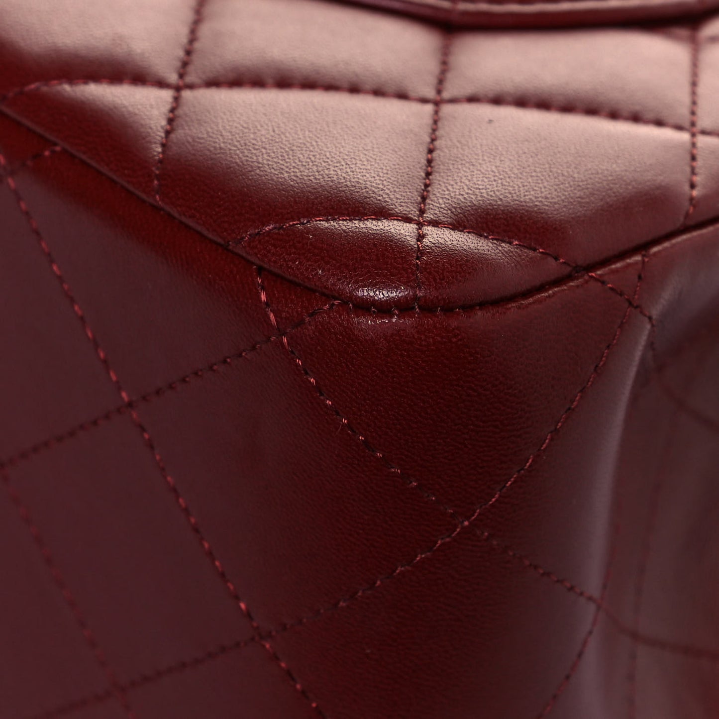 Lambskin Quilted Jumbo Double Flap Dark Red